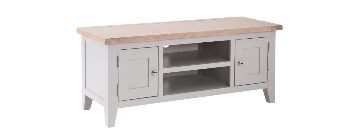 Chalked Oak/Grey 2 Door 1 Shelf TV Unit - Oak Furniture 1 Chalked Oak/Grey 2 Door 1 Shelf TV Unit - Oak Furniture