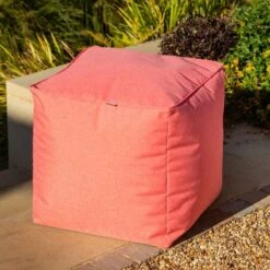 Hartman Outdoor Weatherproof Pouffe -Furniture Nature Shop red coral pouffe web