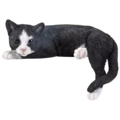 Vivid Arts Real Life Cats - Laying Cat Garden Ornament -Furniture Nature Shop vivid arts black and white laying cat web