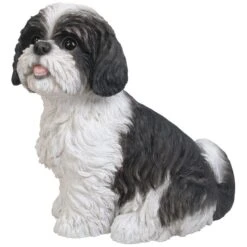 Vivid Arts Real Life Dogs - Shih Tzu Garden Ornament -Furniture Nature Shop vivid arts sitting shih tzu black white medium web